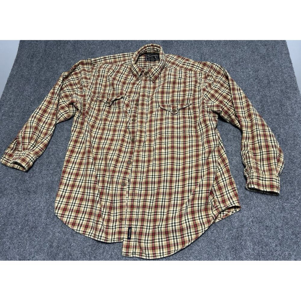 Abercrombie & Fitch Flannel Shirt Men's Large Long Sleeve Houndstooth Plaid